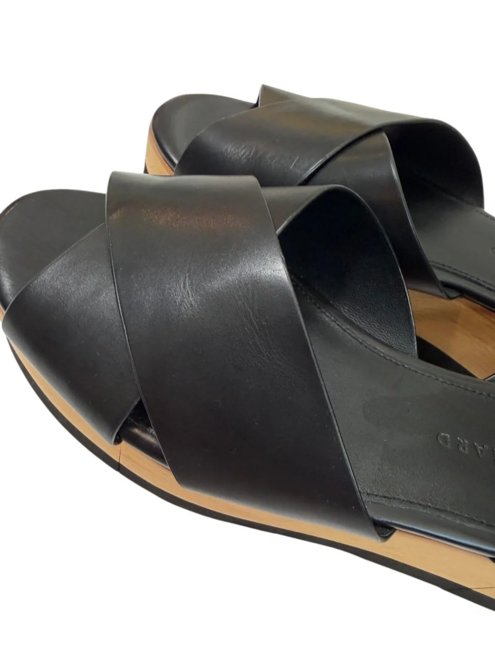 Veronica Beard Jayne Black Leather Platform Ankle Strap Sandals Size 7.5